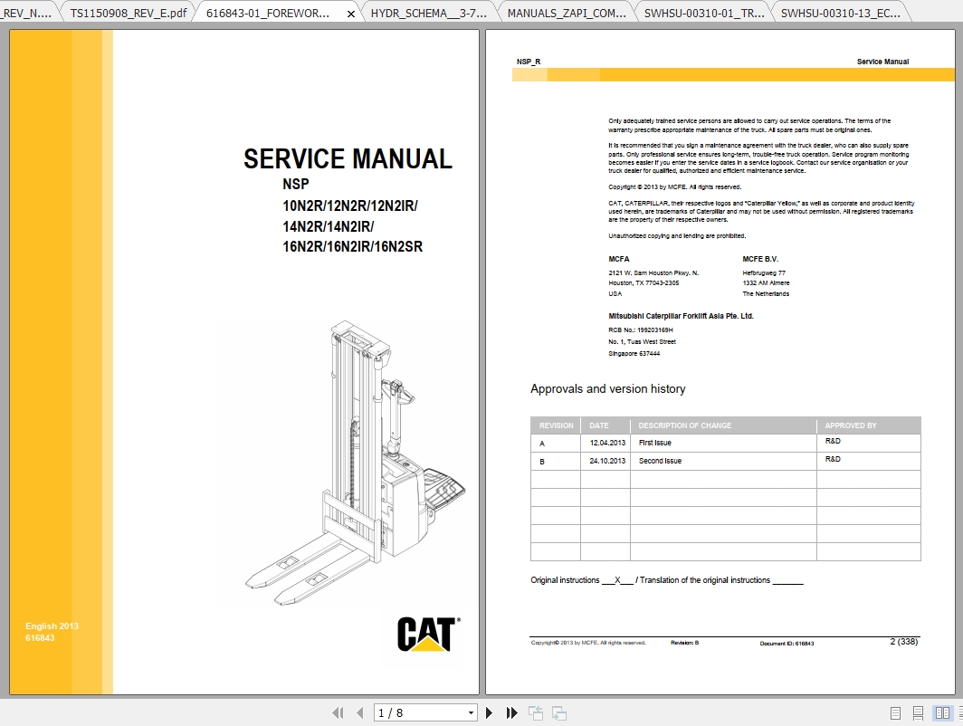 Caterpillar Lift Truck NSP16N2SR Service Manuals 1