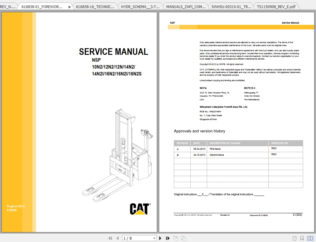 Caterpillar Lift Truck NSP16N2S Service Manuals 1