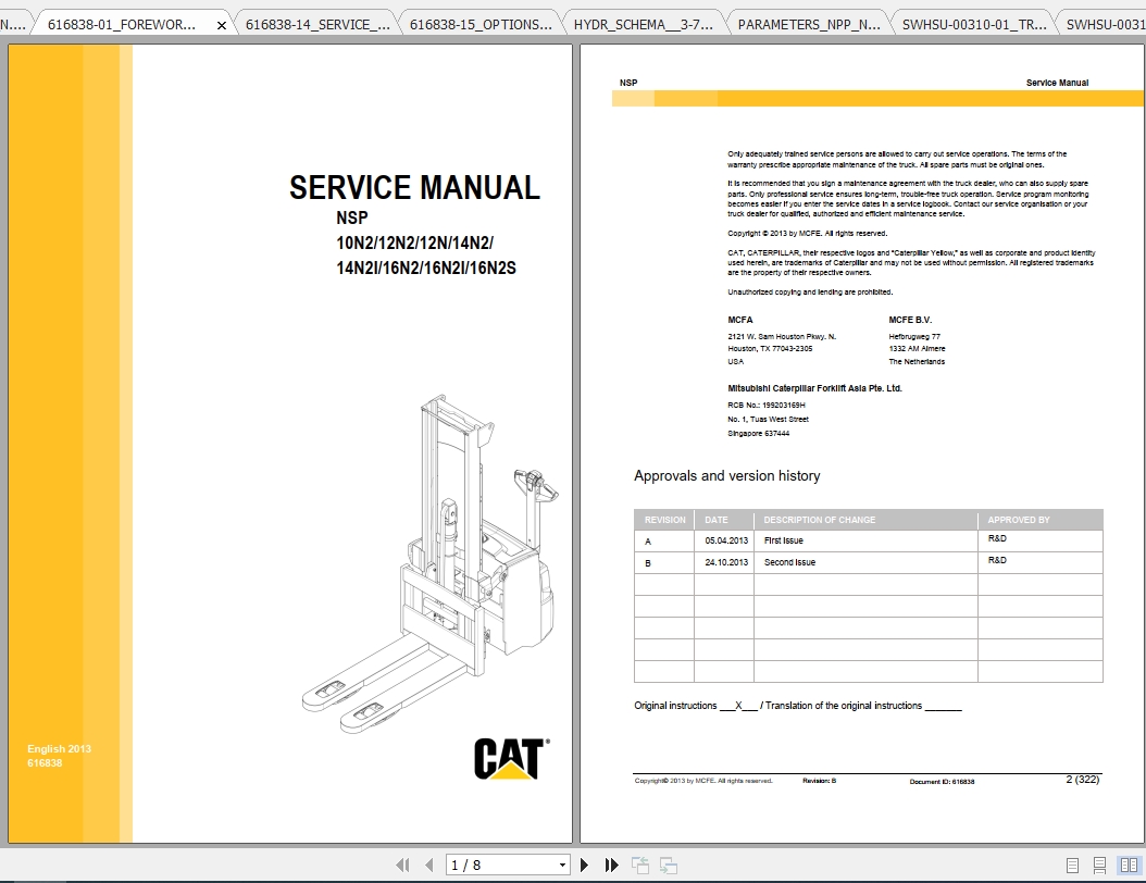 Caterpillar Lift Truck NSP16N2 Service Manuals 1