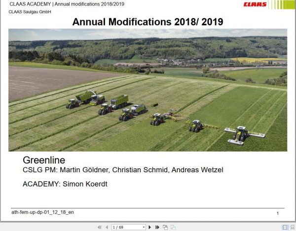 Claas Agricultural Annual Modifications 2018 2019 Training Documenten 1