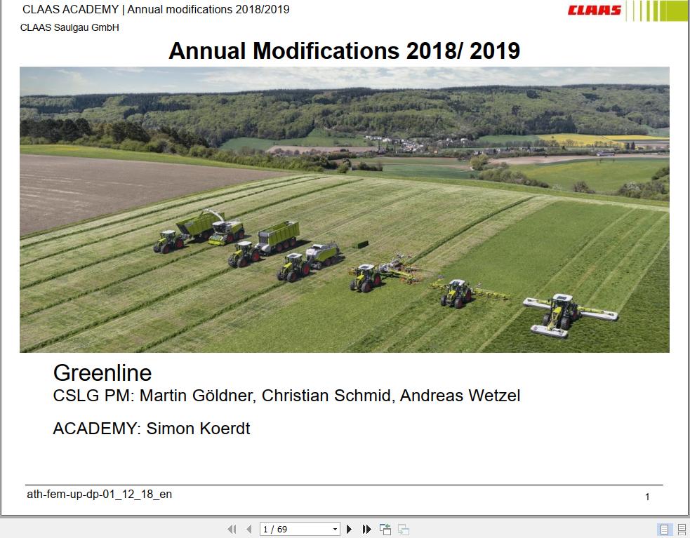 Claas Agricultural Annual Modifications 2018 2019 Training Documenten 1