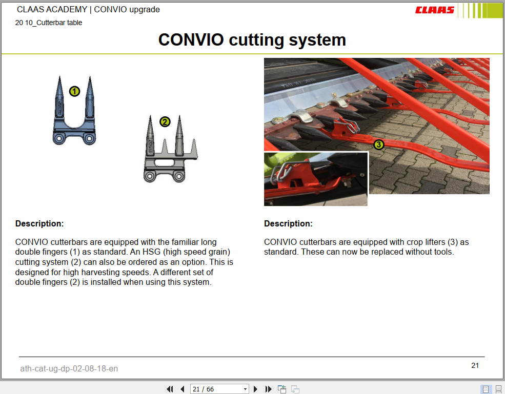 Claas Agricultural CONVIO 1080 1380 Training Document 2