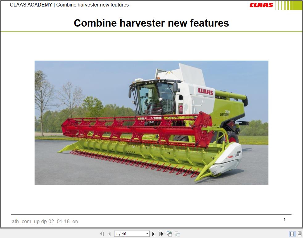 Claas Agricultural Combine Harvaester New Features Training Documenten 1