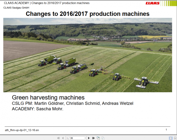 Claas Agricultural Disco Volto Liner Cargos Training DocumentEN 2