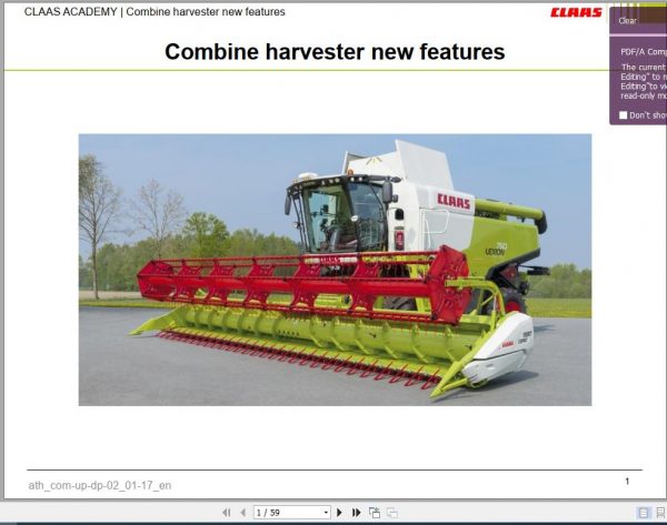 Claas Agricultural LEXION 620 780 Training Document 1