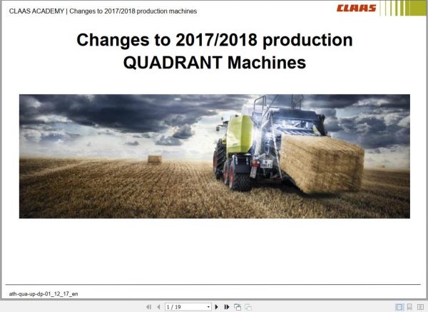 Claas Agricultural QUADRANT 5300 5200 4200 Training Documenten 1