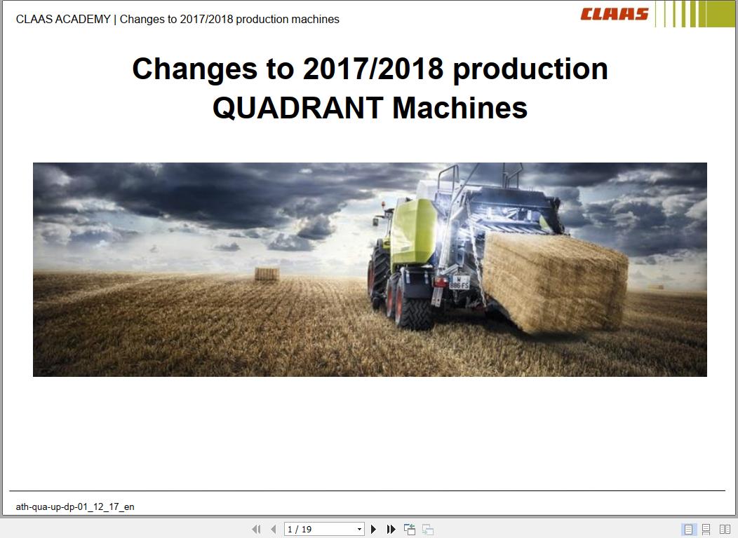 Claas Agricultural QUADRANT 5300 5200 4200 Training Documenten 1