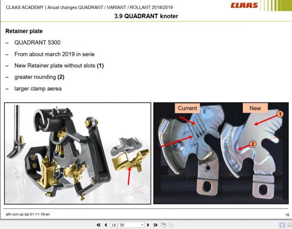 Claas Agricultural Quadrant Variant Rollant Training Document 2