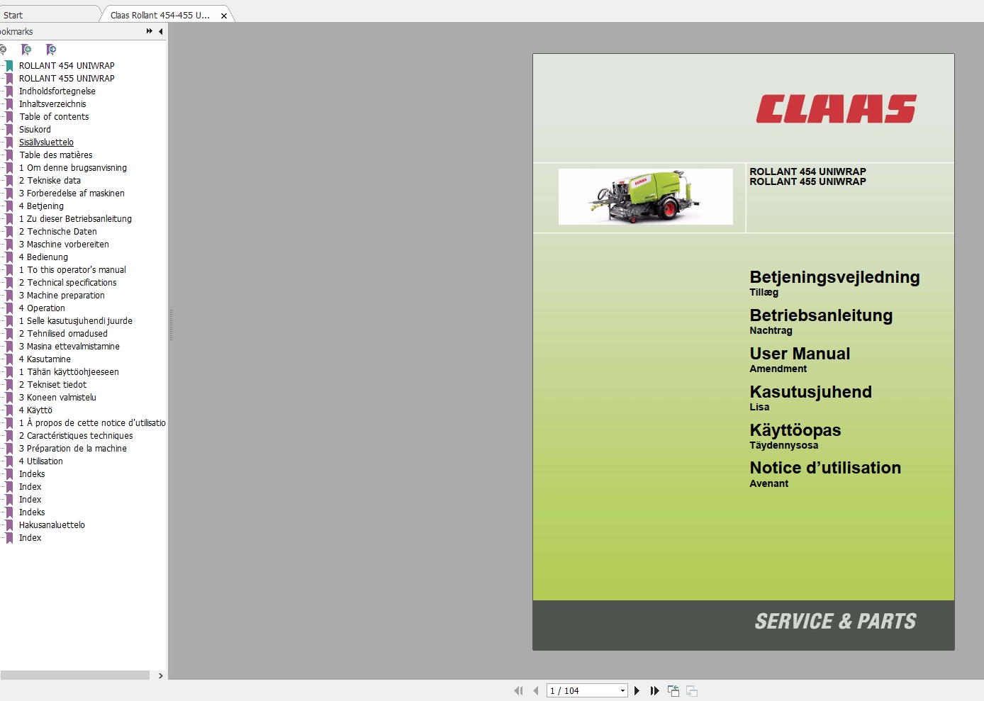 Claas Rollant 454 455 Uniwrap Repair Manual 5