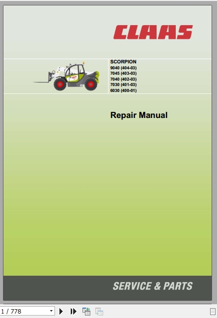 Claas Scorpion 9040 7045 7040 7030 6030 Repair ManualEN 1