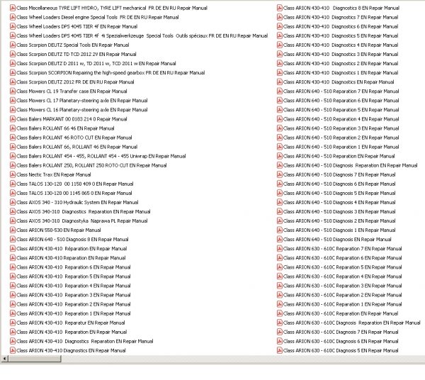 Class Agricultural Full Models PDF DVD Manuals 6