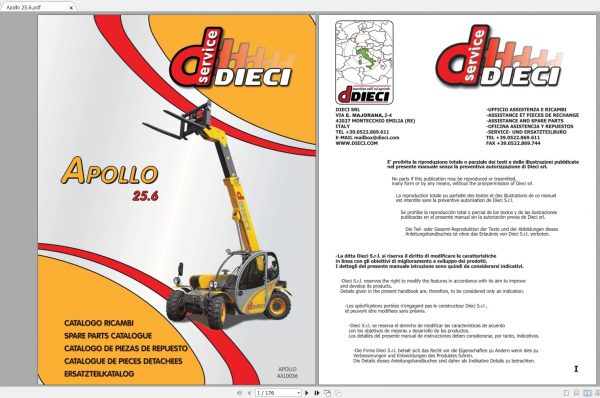 DIECI Apollo 256 Spare Parts CatalogAXL0036 1