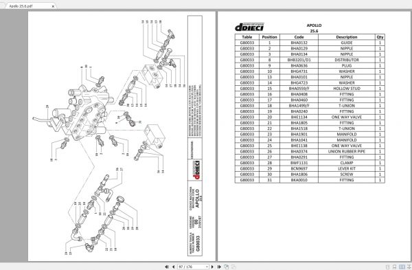 DIECI Apollo 256 Spare Parts CatalogAXL0036 3