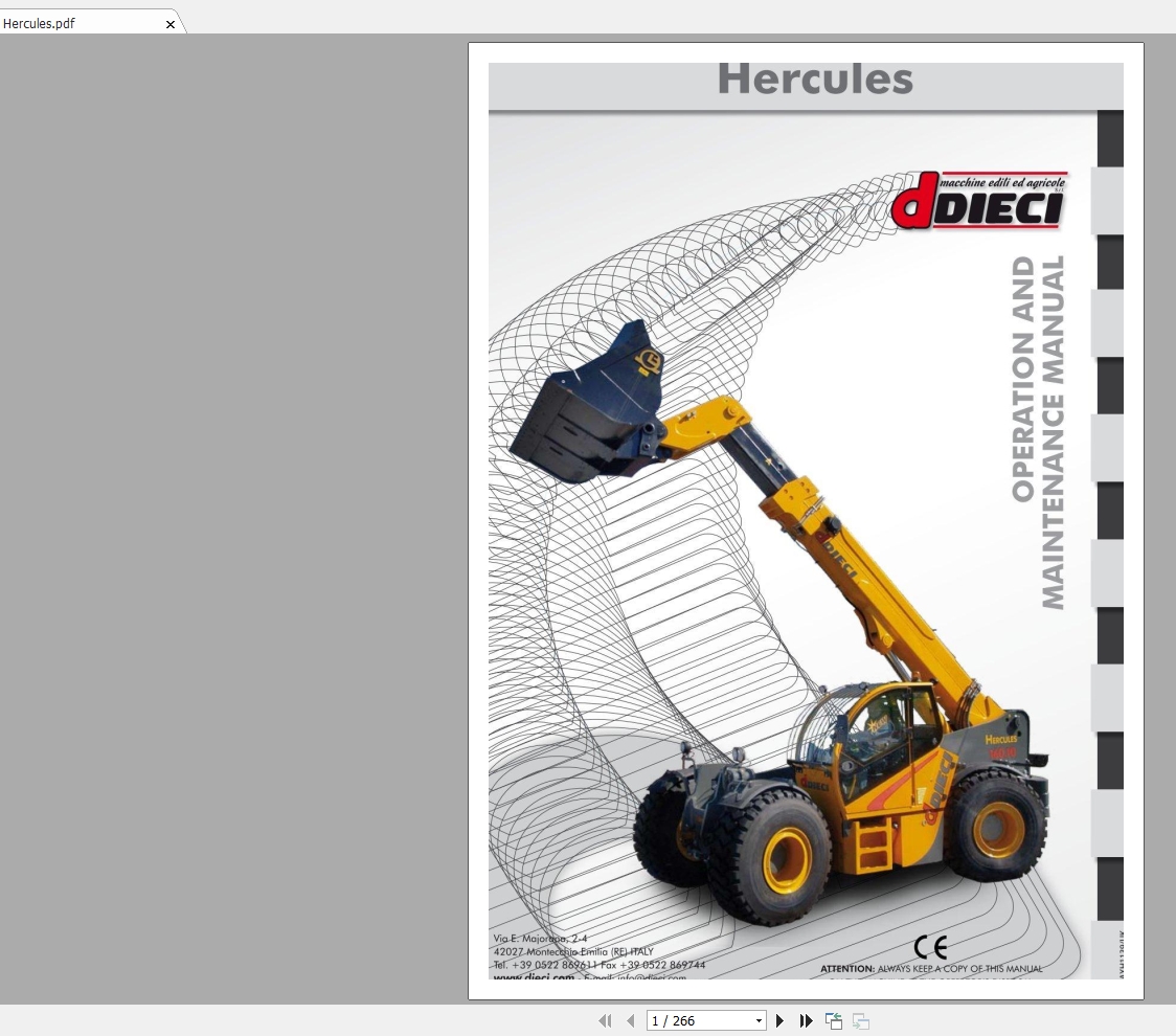 DIECI Hercules Operation Maintenance ManualAXH1139 1