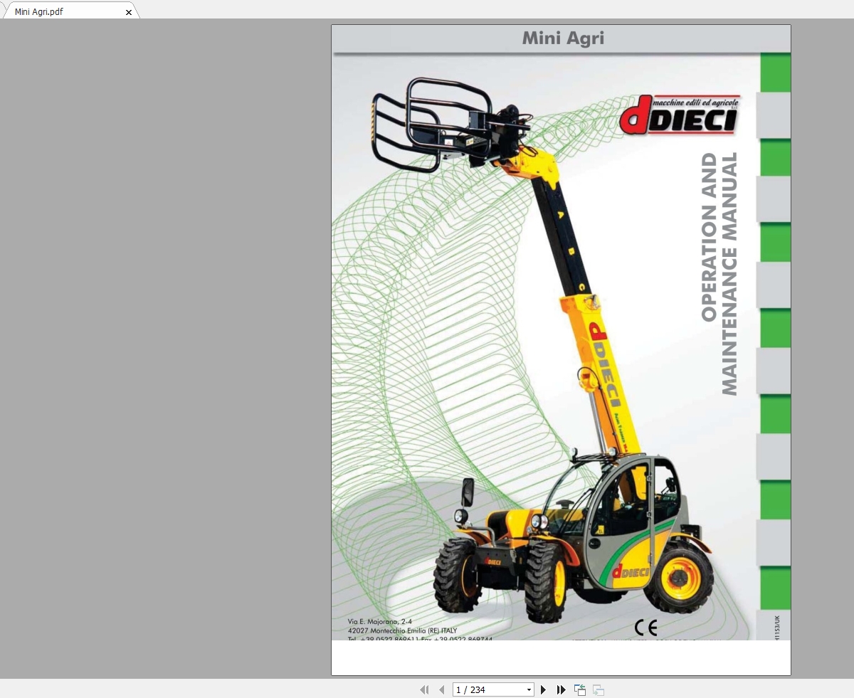 DIECI Mini Agri Operation Maintenance ManualAXH1153 1