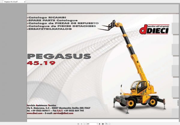 DIECI Pegasus 4519 Spare Parts CatalogAXL0054 1