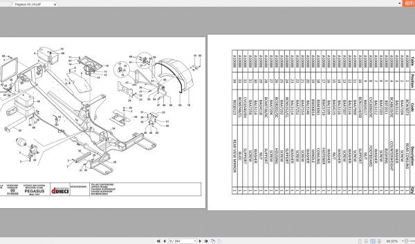 DIECI Pegasus 4519 Spare Parts CatalogAXL0054 2