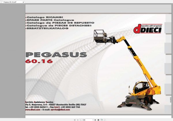 DIECI Pegasus 6016 Spare Parts CatalogAXL0052 1
