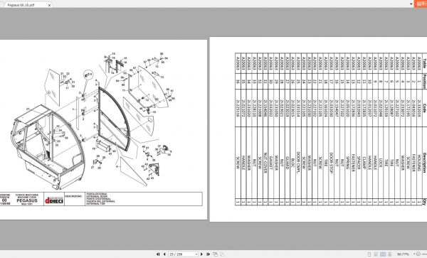 DIECI Pegasus 6016 Spare Parts CatalogAXL0052 2