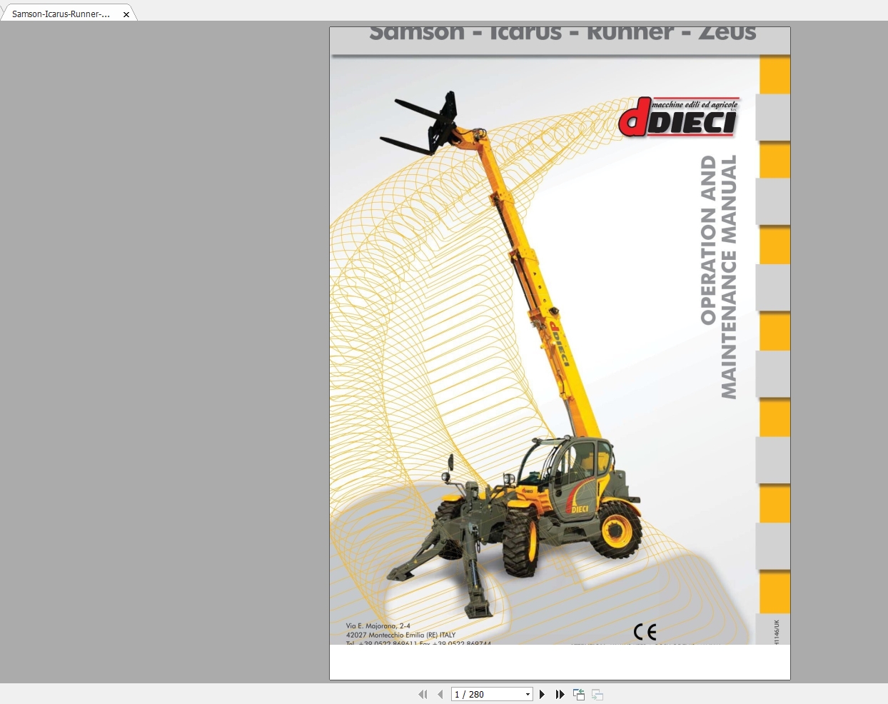DIECI Samson Icarus Runner Zeus Operation Maintenance ManualAXH1146 1