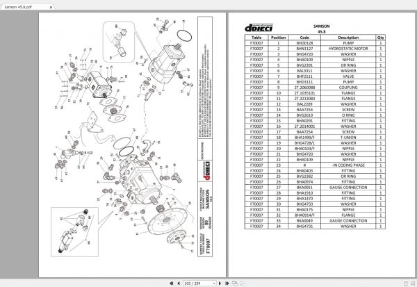 DIECI Samson 458 Spare Parts CatalogAXL0027 3