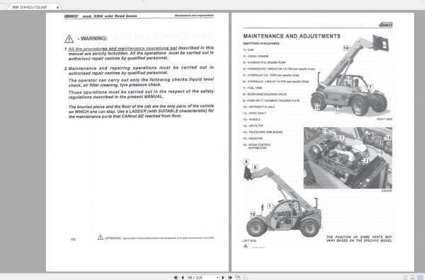 DIECI XRM 519 621 732 Operation Maintenance ManualAXH1106 2