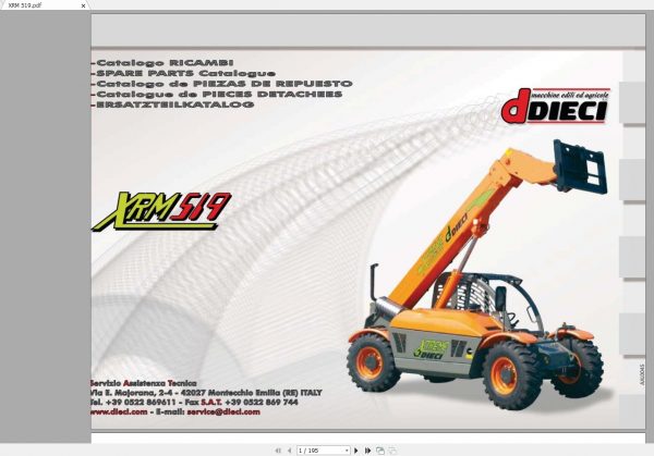 DIECI XRM 519 Spare Parts CatalogAXL0045 1