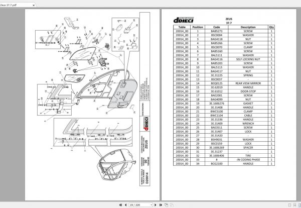 DIECI Zeus 377 Spare Parts CatalogAXL0030 3