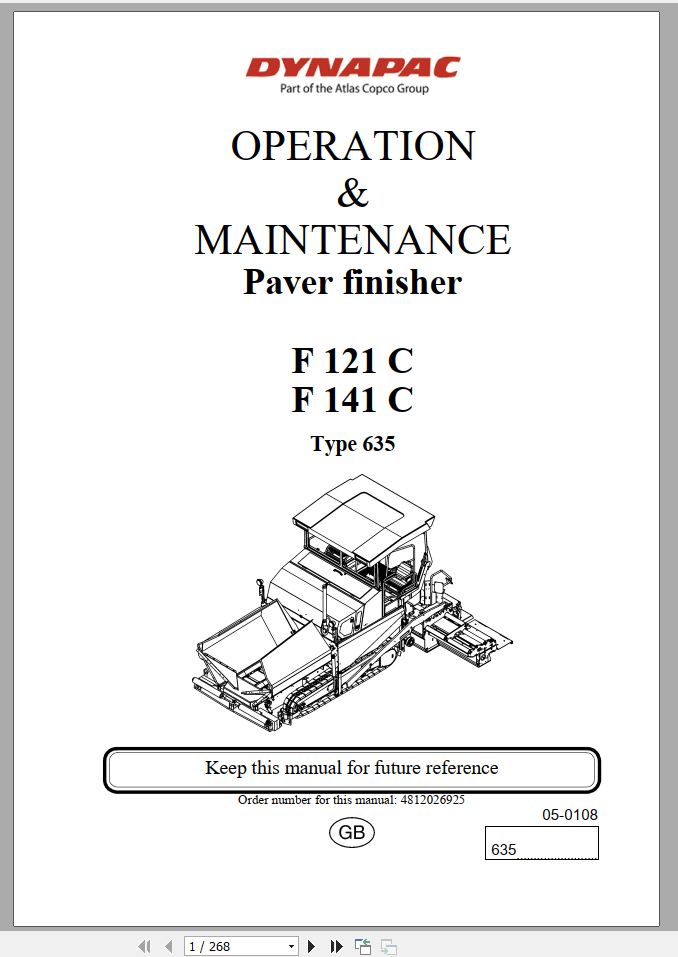 Dynapac Paver Finisher F121C F141C Operation Maintenance ManualEN 1JfTqK