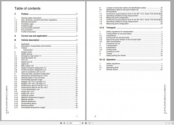 Dynapac Paver Finisher SD115C SD135C Operation Maintenance ManualEN 2
