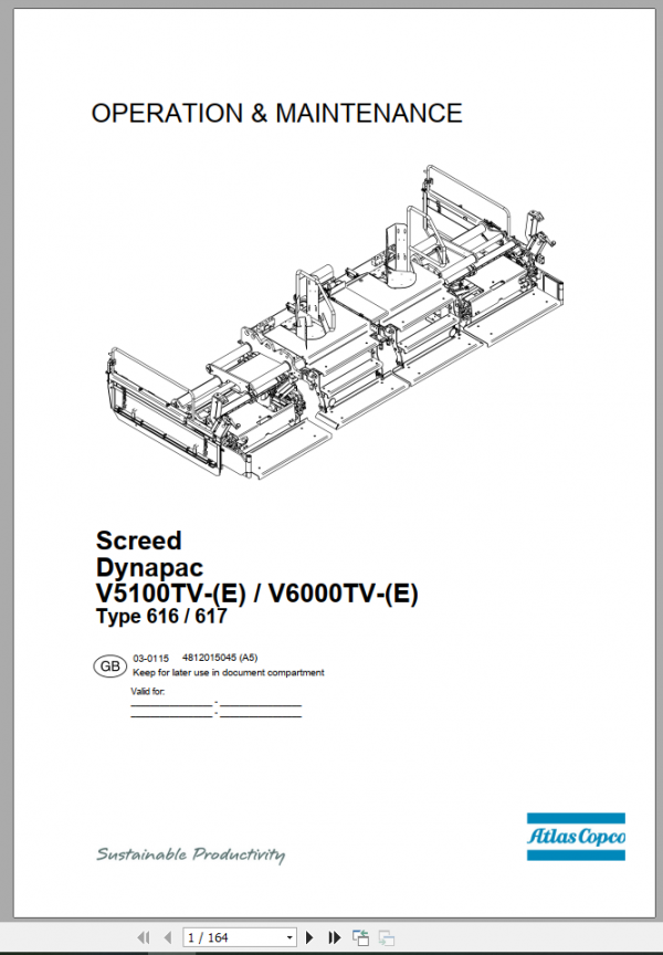 Dynapac Screed V5100TV EV6000TV E Operation Maintenance ManualEN 1