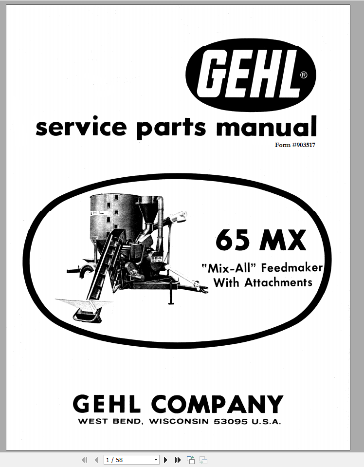 GEHL 65 MX Service Parts Manual903517 1
