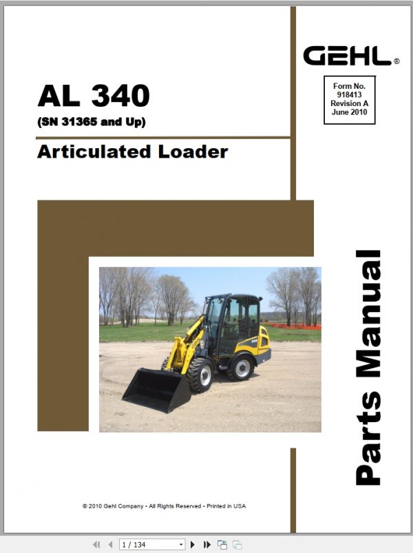 GEHL Articulated Loader AL340 Parts Manual918413 1