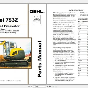 GEHL Compact Excavator 753Z Parts Manual 1 1