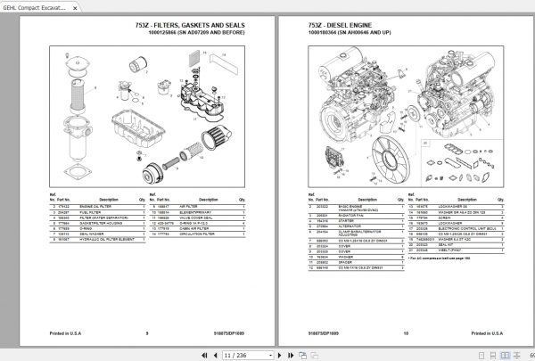 GEHL Compact Excavator 753Z Parts Manual 3