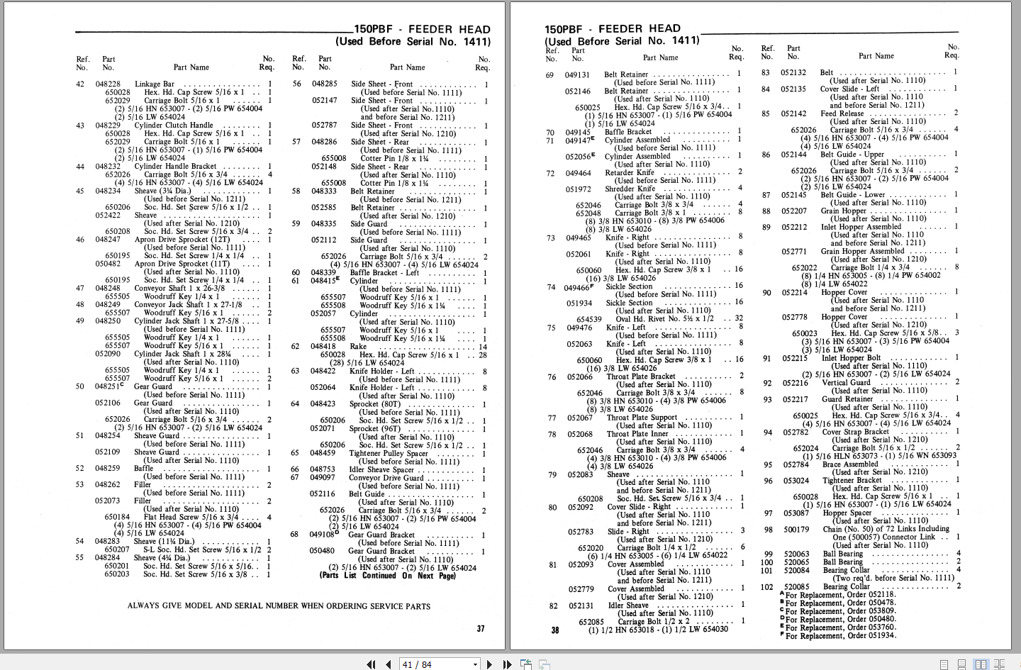 GEHL MixAll Mixer 120MX Service Parts Manual