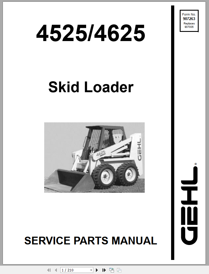 GEHL Skid Loader 4525 4625 Service Parts Manual_907263 Archives Auto