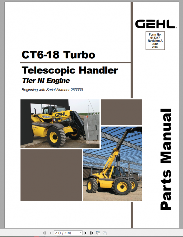 GEHL Telescopic Handler CT6 18 Turbo Parts Manual 1