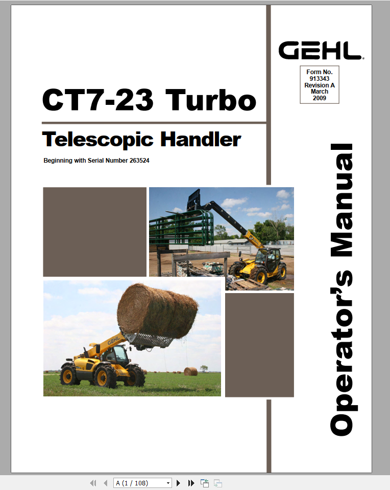 GEHL Telescopic Handler CT7 23 Turbo Parts Manual 1