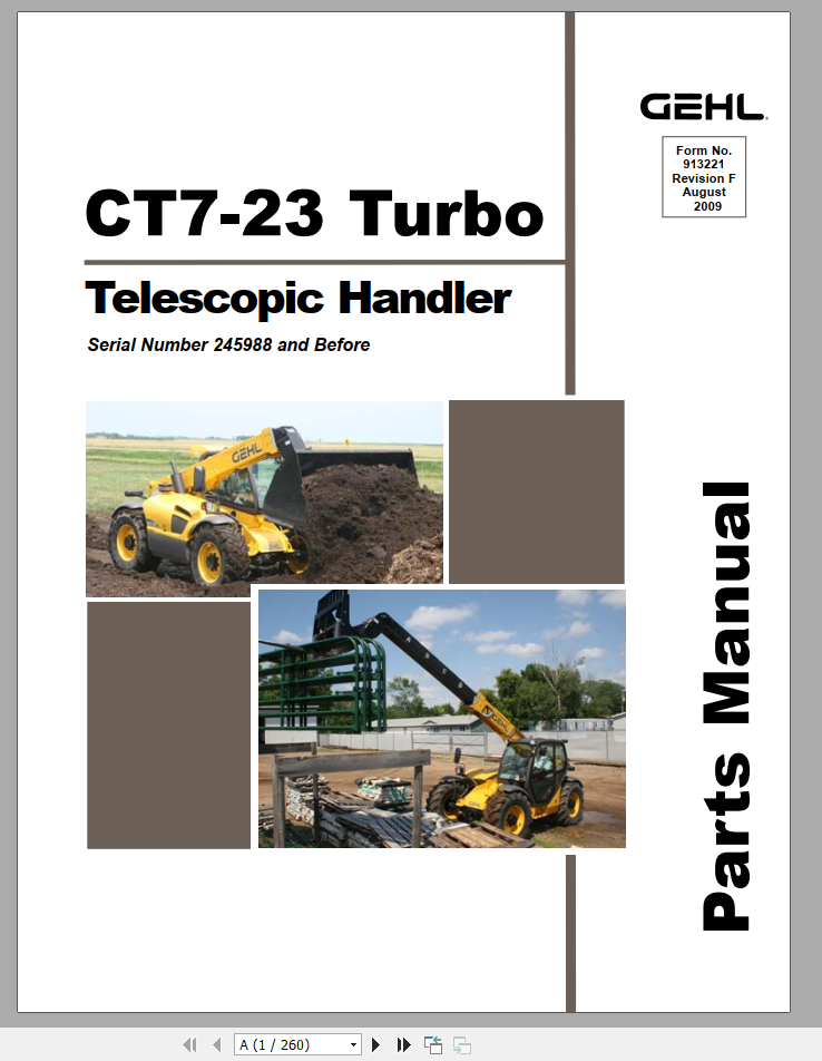 GEHL Telescopic Handler CT7 23 Turbo Parts Manual 1Sb6pl