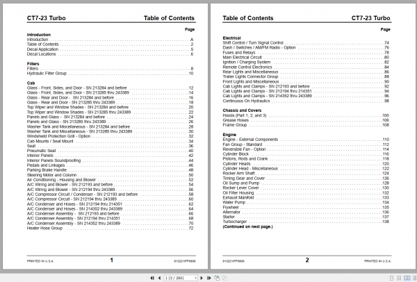GEHL Telescopic Handler CT7 23 Turbo Parts Manual 2Seztf