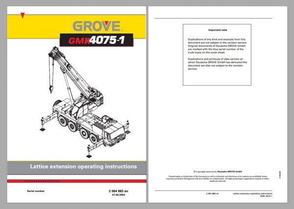 Grove Mobile Crane GMK4075 1 Operating instructions Maintenance Manual2