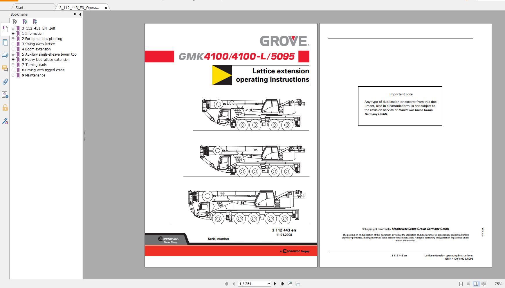 Grove Mobile Crane GMK5095 Operating instructions Maintenance Manual3