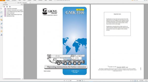 Grove Mobile Crane GMK5100 Operating instructions Maintenance Manual2