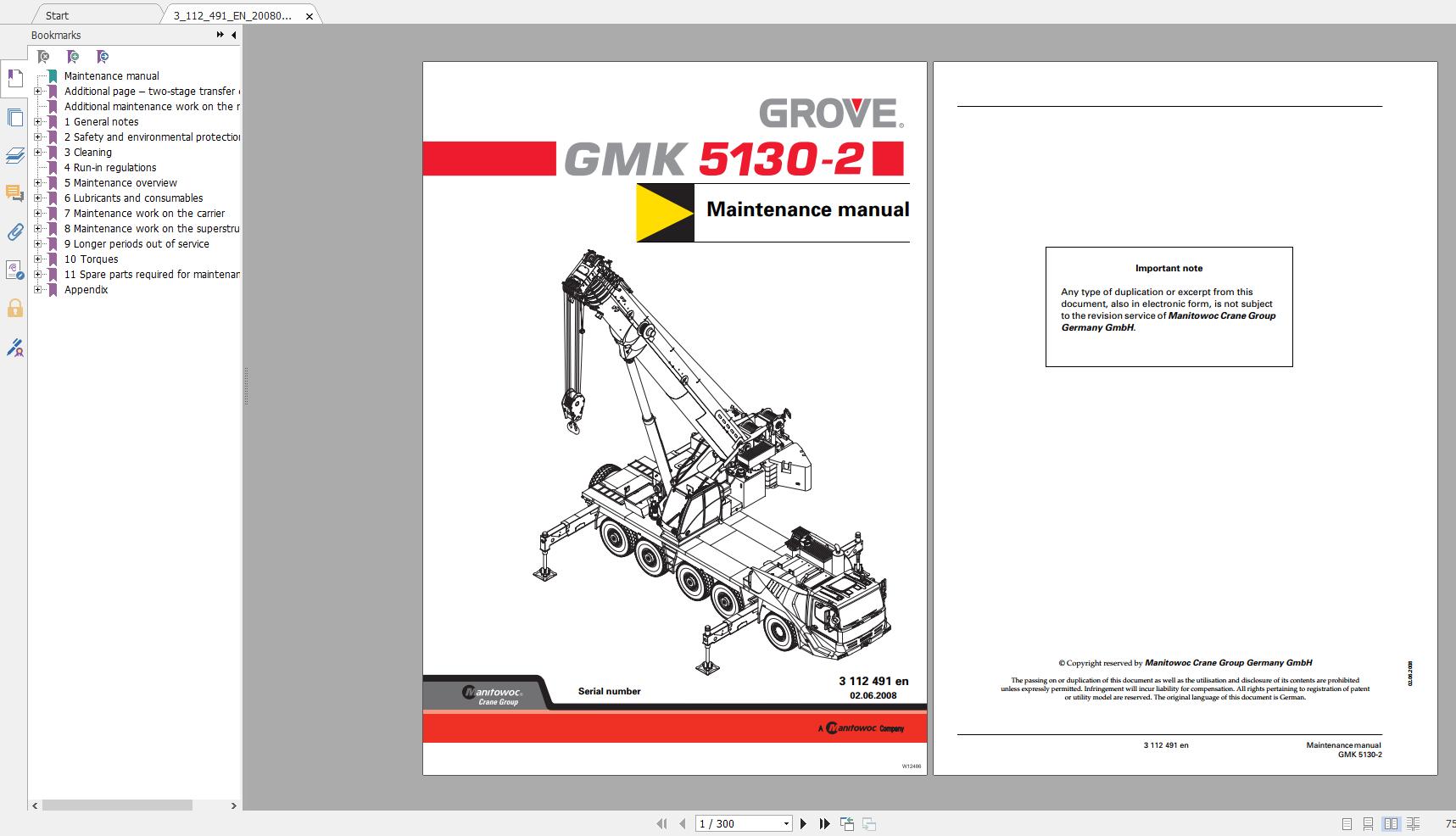 Grove Mobile Crane GMK5130 2 Operating instructions Maintenance Manual2