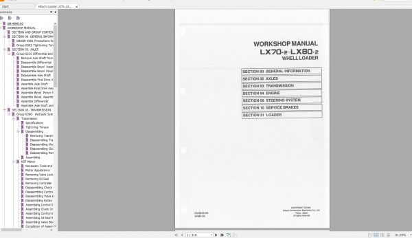 Hitachi Loader LX70LX80 2 Service ManualKM 484E 00 3