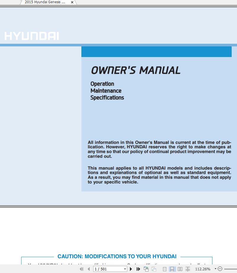 Hyundai Genesis 2015 2016 38L50L Service Manuals 1