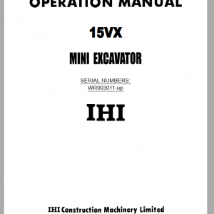 IHI Mini Excavator 15VX Operation ManualEN 1