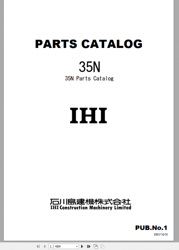 IHI Mini Excavator 38N Parts ManualEN 1