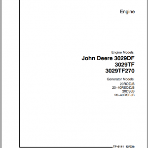 John Deere 3029DF 3029TF 3029TF270 Engine Service PartEN 1